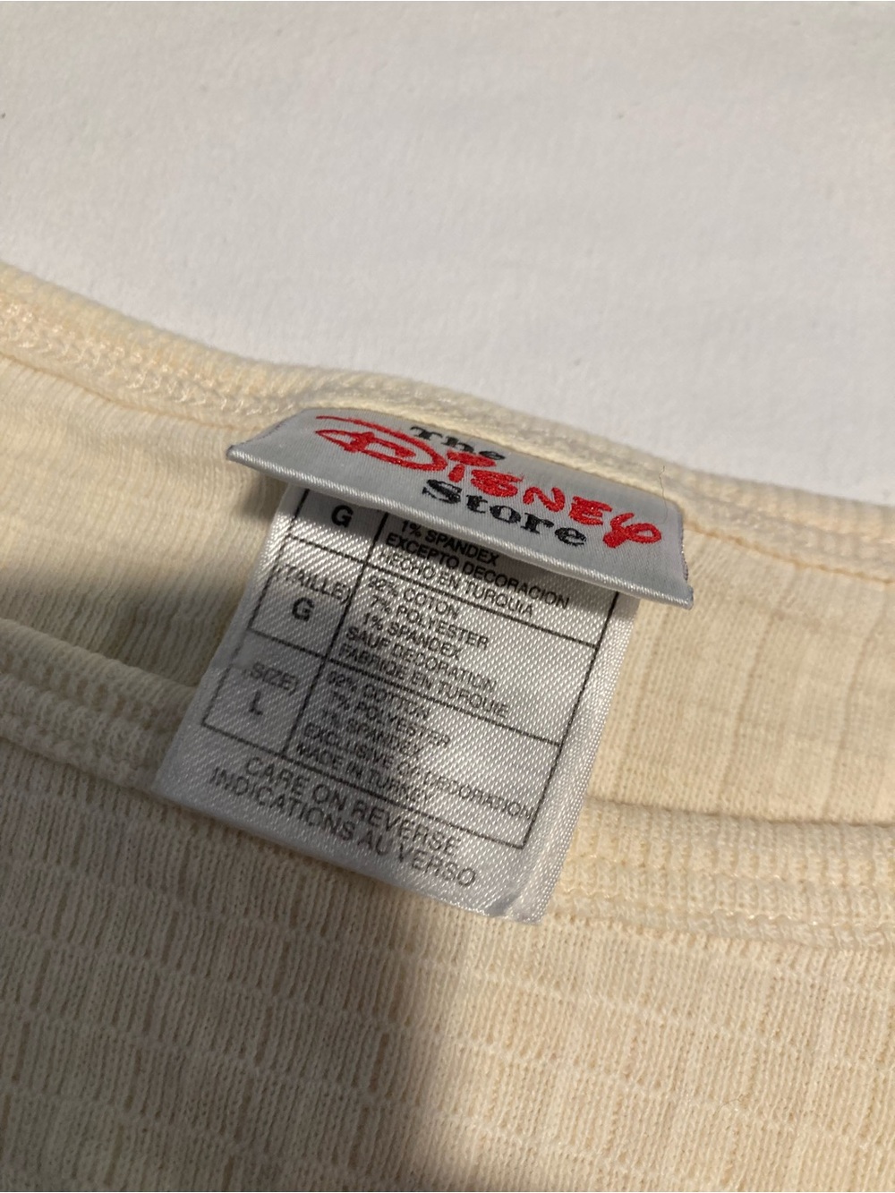 Vintage The Disney Store Cream Ribbed Long Sleeve Top with Subtle Logo Tag - Picture 2 of 11